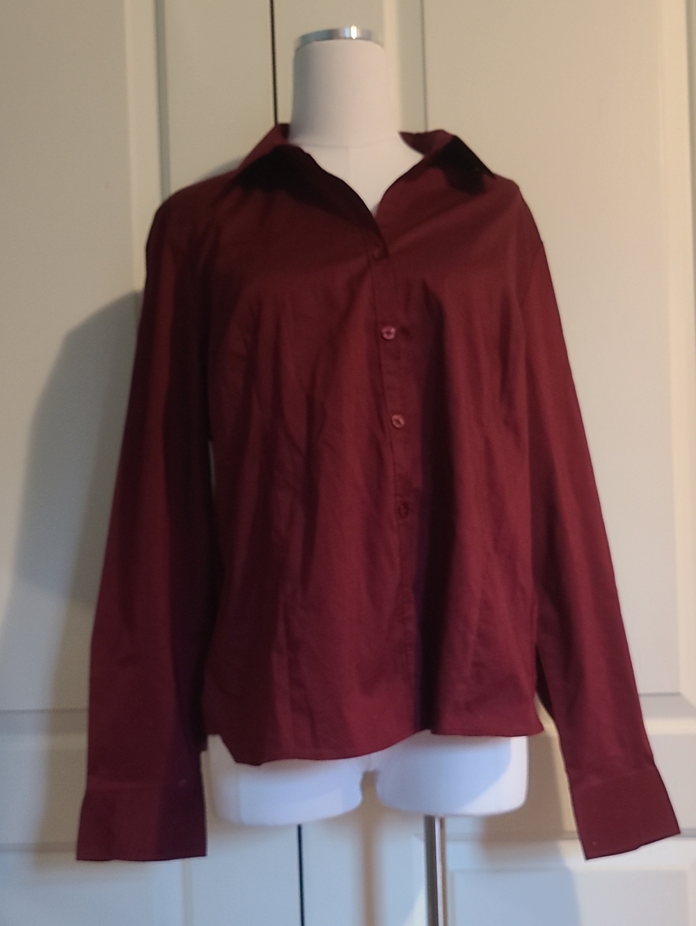 NWOT George Wine Red Button Up Collared Shirt